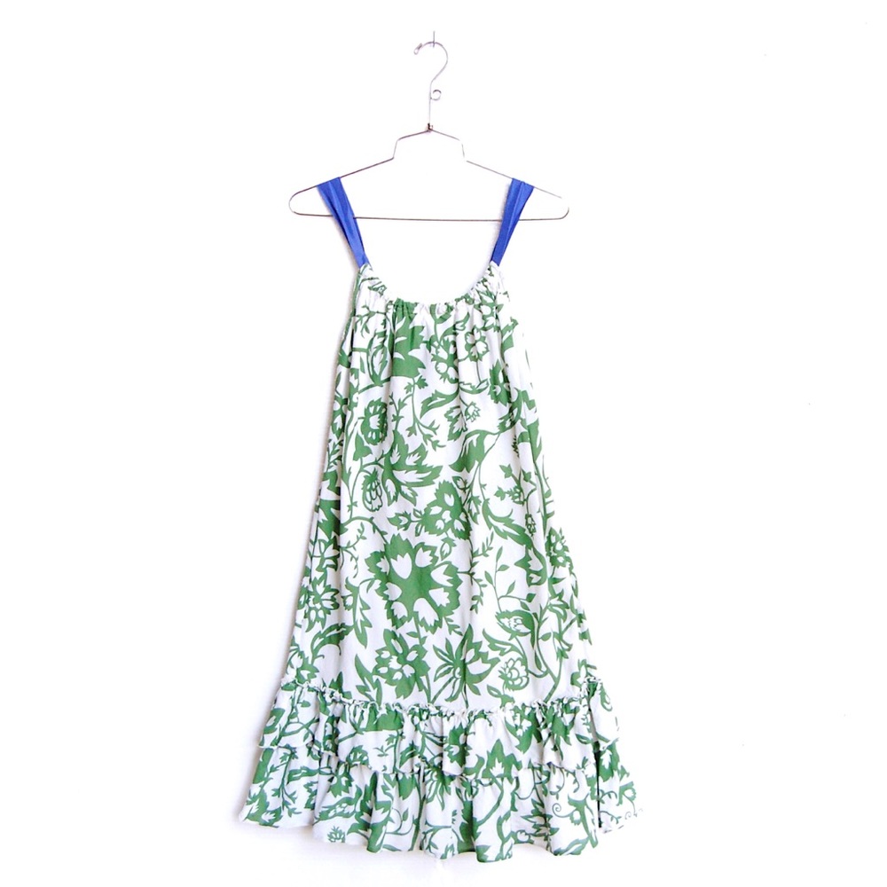 GAP Floral ruffled cotton dress contrasting trim